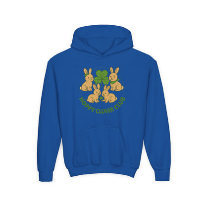 Youth “Hoppy Clover Club” Heavy Blend Hooded Sweatshirt – Lucky Rabbits & Clover Design