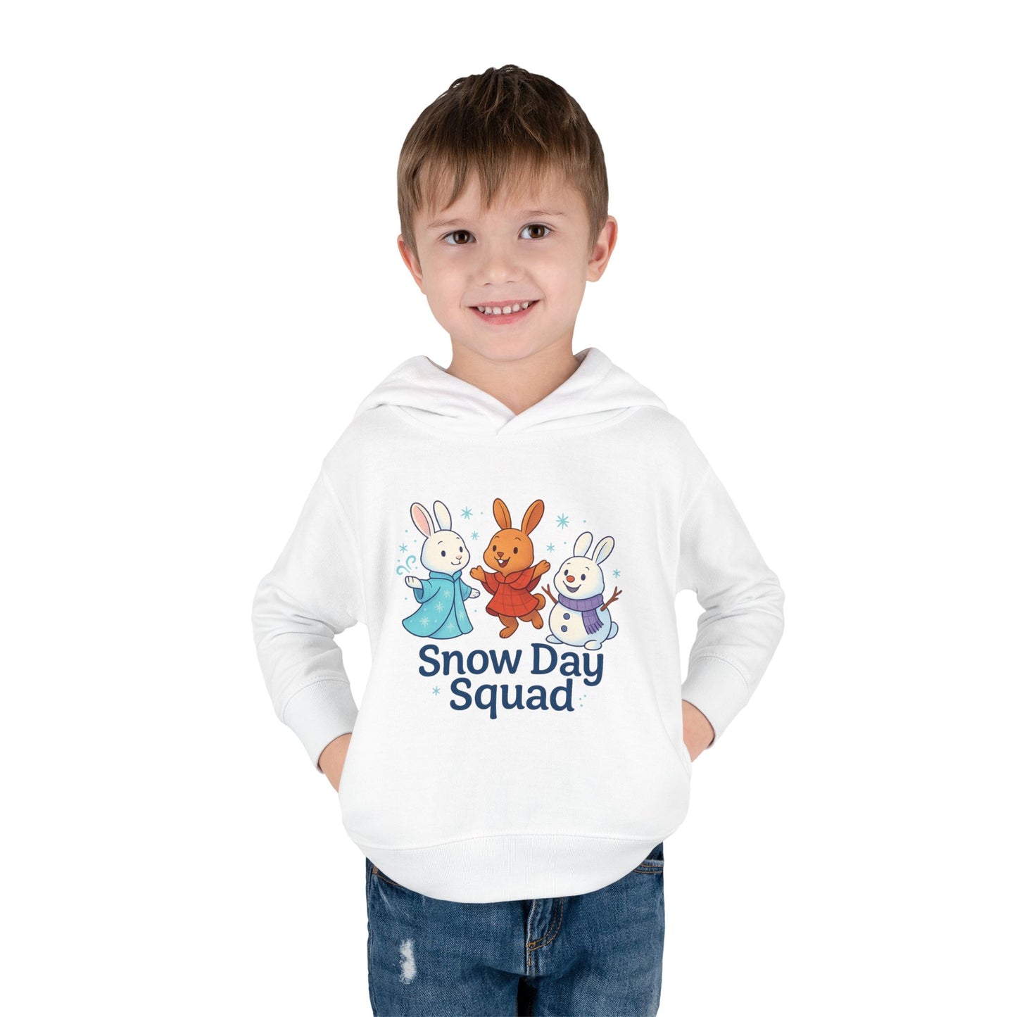 Snow Day Squad Toddler Hoodie – Winter Bunny Sweatshirt for Kids | Cozy Youth Rabbit Apparel | Cold Weather Buns