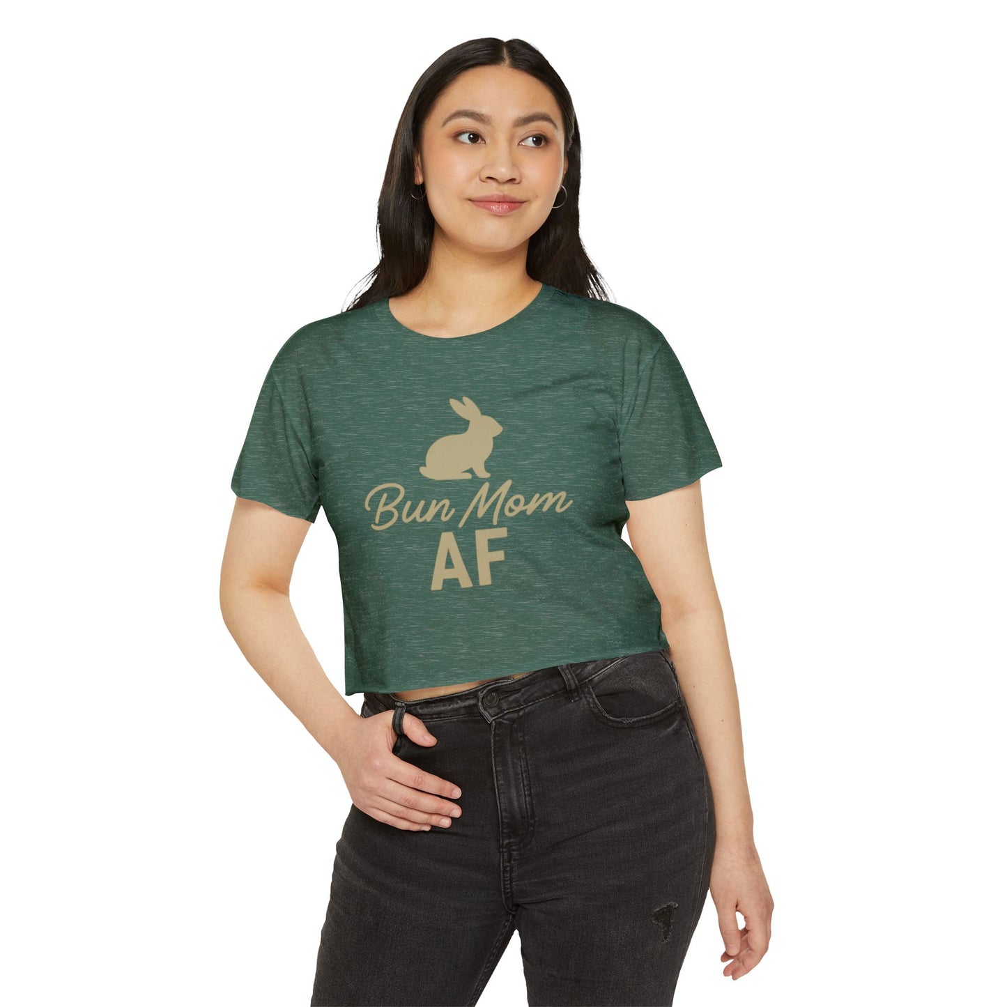Bun Mom AF Women’s Crop Top - Rabbit Mom Crop T-Shirt - Pet Parent Fashion - Bunny Lover Tee