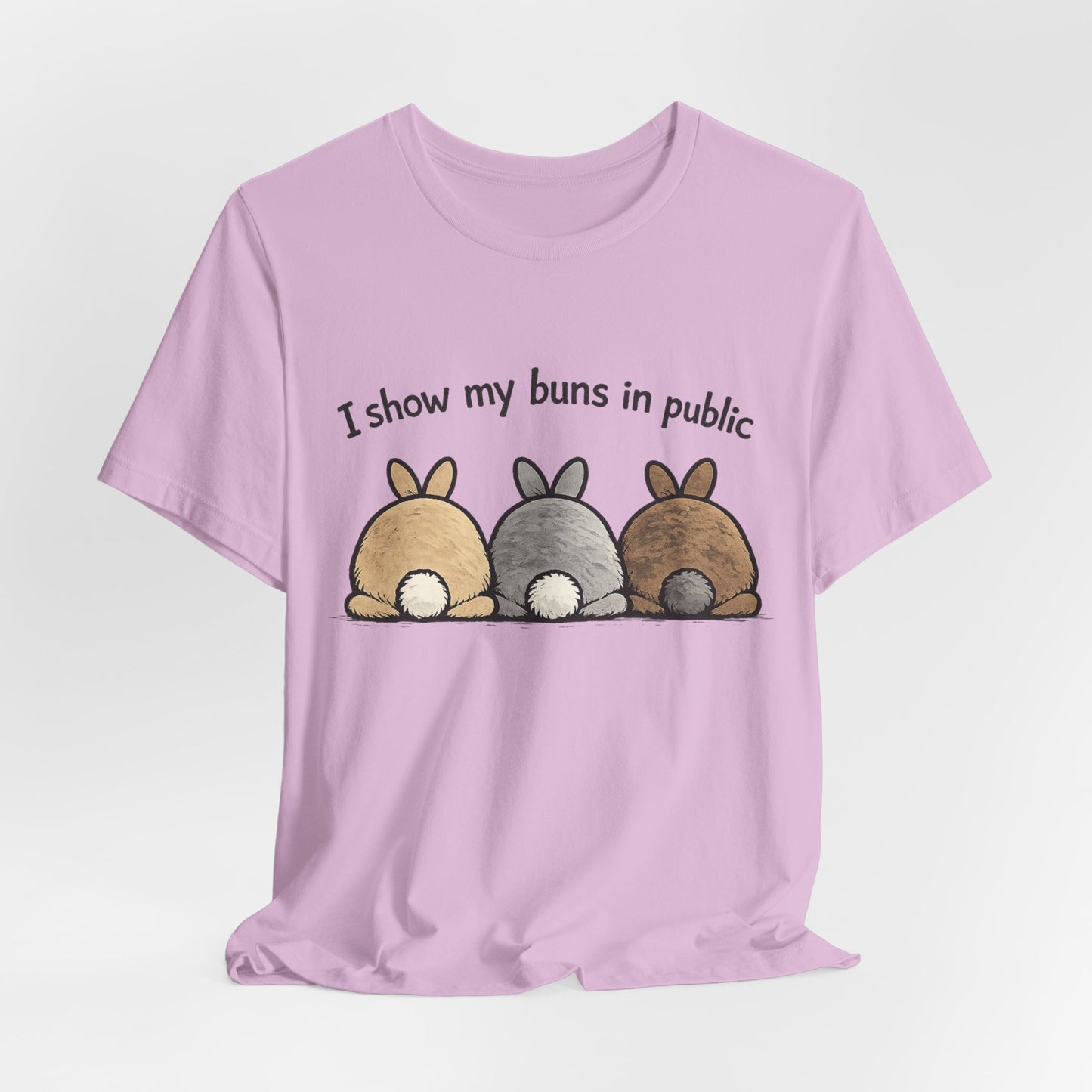 "I Show My Buns in Public" T-Shirt – Rabbit Show Exhibitor Tee | Funny Unisex Bunny Apparel