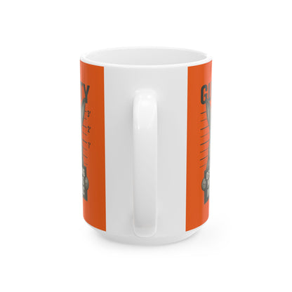 Guilty of Showing My Buns in Public with Orange Background Ceramic Mug - Gift for Coffee Lovers & Rabbit Show Exhibitors - Two Sizes: 11 oz & 15 oz