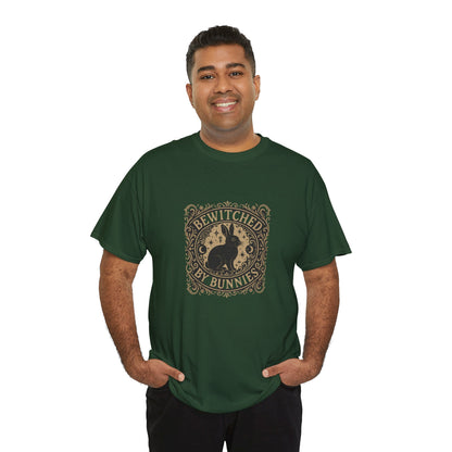 Bewitched by Bunnies Unisex Heavy Cotton T-Shirt – Enchanted Rabbit Halloween & Fall Graphic Tee | Bunny Lovers Gift