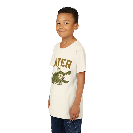Later Gator Bunny Tee – Cute Youth Short Sleeve - Kids Rabbit T-Shirt - Funny Graphic Children's Shirt