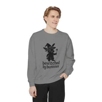 Bewitched by Bunnies Unisex Sweatshirt – Cozy Fall Rabbit Witch Pullover for Fall Festivities - Halloween Gift