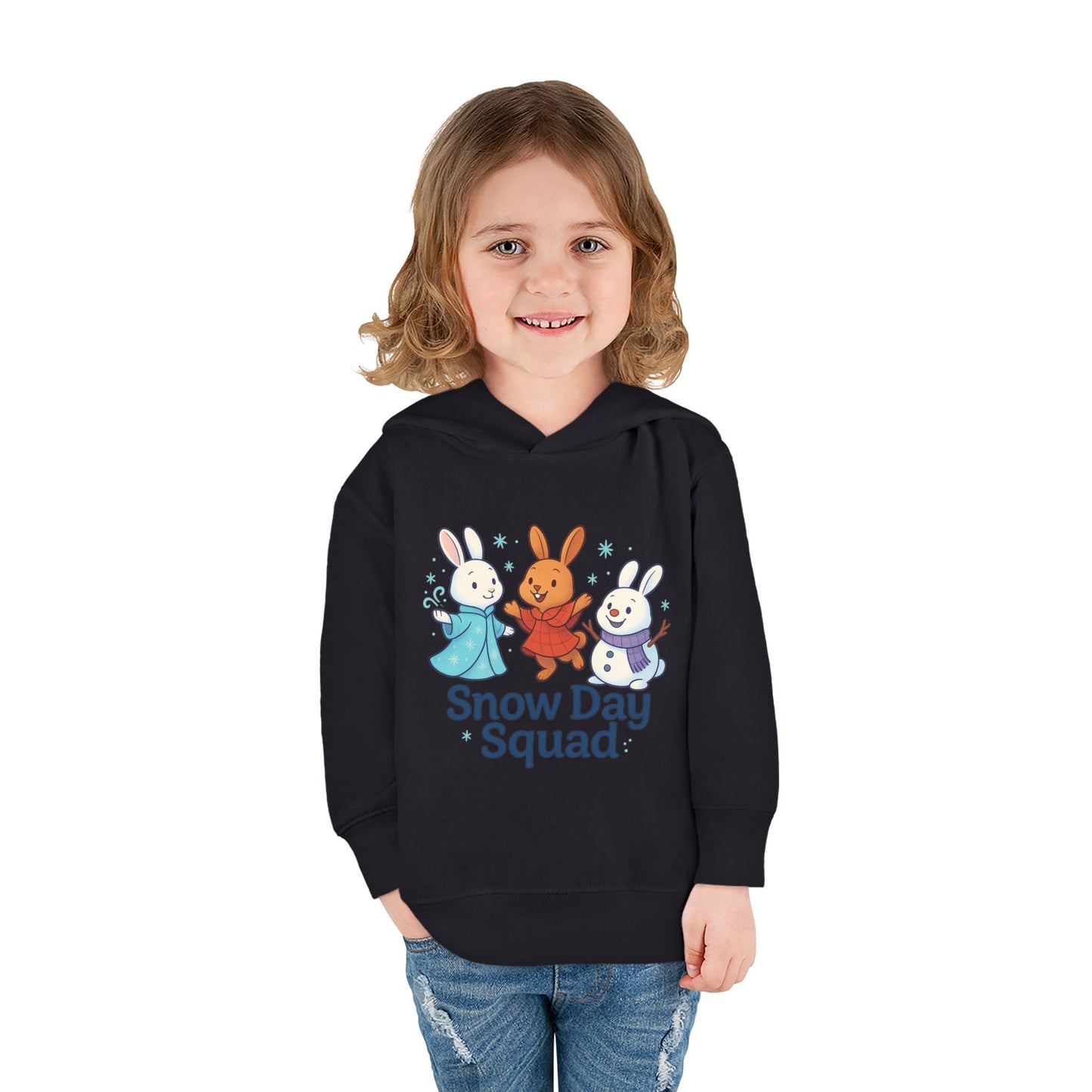 Snow Day Squad Toddler Hoodie – Winter Bunny Sweatshirt for Kids | Cozy Youth Rabbit Apparel | Cold Weather Buns