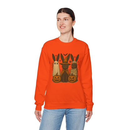 Ghosts, Witches & Mummies—Oh My! Halloween Bunny Sweatshirt - Cozy Fall Rabbit Apparel - Unisex Spooky Season Crewneck