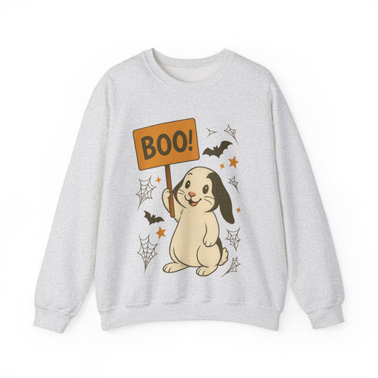 Boo Bunny Halloween Sweatshirt – Cozy Lop-Eared Rabbit & Spooky-Cute Fall Vibes - Unisex Heavy Blend™ Crewneck