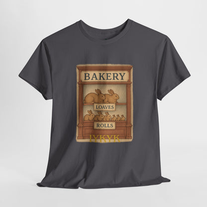 Loaves, Rolls & IYKYK – Bunny Bakery Tee - Unisex Short Sleeve - Vintage Bakery Shirt - Baking & Rabbit Lover Apparel