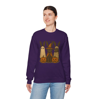 Ghosts, Witches & Mummies—Oh My! Halloween Bunny Sweatshirt - Cozy Fall Rabbit Apparel - Unisex Spooky Season Crewneck