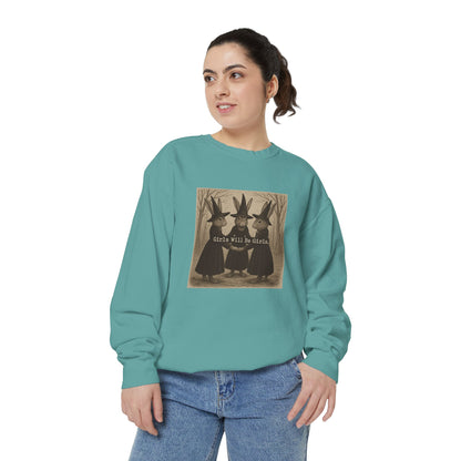Girls Will Be Girls Rabbit Witch Circle – Garment-Dyed Bunny Sweatshirt | Halloween & Fall Collection