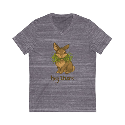 Hay There Bunny V-Neck Shirt – Farm, Rabbitry & Rabbit Lover Classic Tee - Funny Unisex Animal T-Shirt