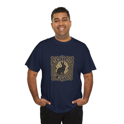Bewitched by Bunnies Unisex Heavy Cotton T-Shirt – Enchanted Rabbit Halloween & Fall Graphic Tee | Bunny Lovers Gift