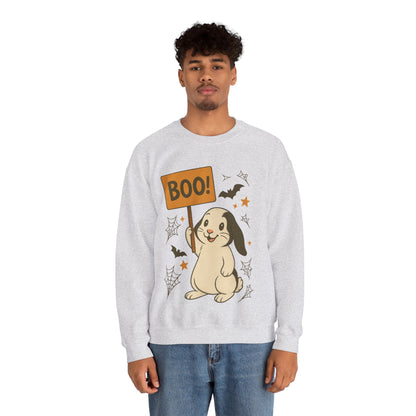 Boo Bunny Halloween Sweatshirt – Cozy Lop-Eared Rabbit & Spooky-Cute Fall Vibes - Unisex Heavy Blend™ Crewneck