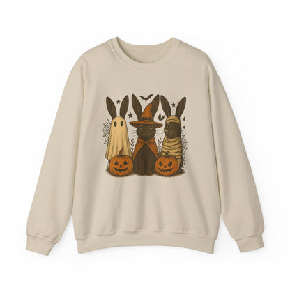 Ghosts, Witches & Mummies—Oh My! Halloween Bunny Sweatshirt - Cozy Fall Rabbit Apparel - Unisex Spooky Season Crewneck
