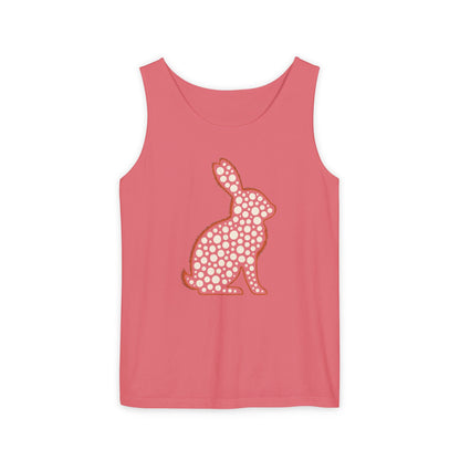 Spotted Rabbit Unisex Tank Top – Abstract Dot Bunny Design Tee for Bunthusiasts - Unisex Garment-Dyed Tank Top
