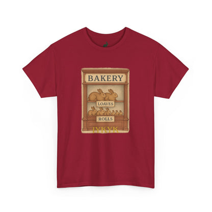 Loaves, Rolls & IYKYK – Bunny Bakery Tee - Unisex Short Sleeve - Vintage Bakery Shirt - Baking & Rabbit Lover Apparel