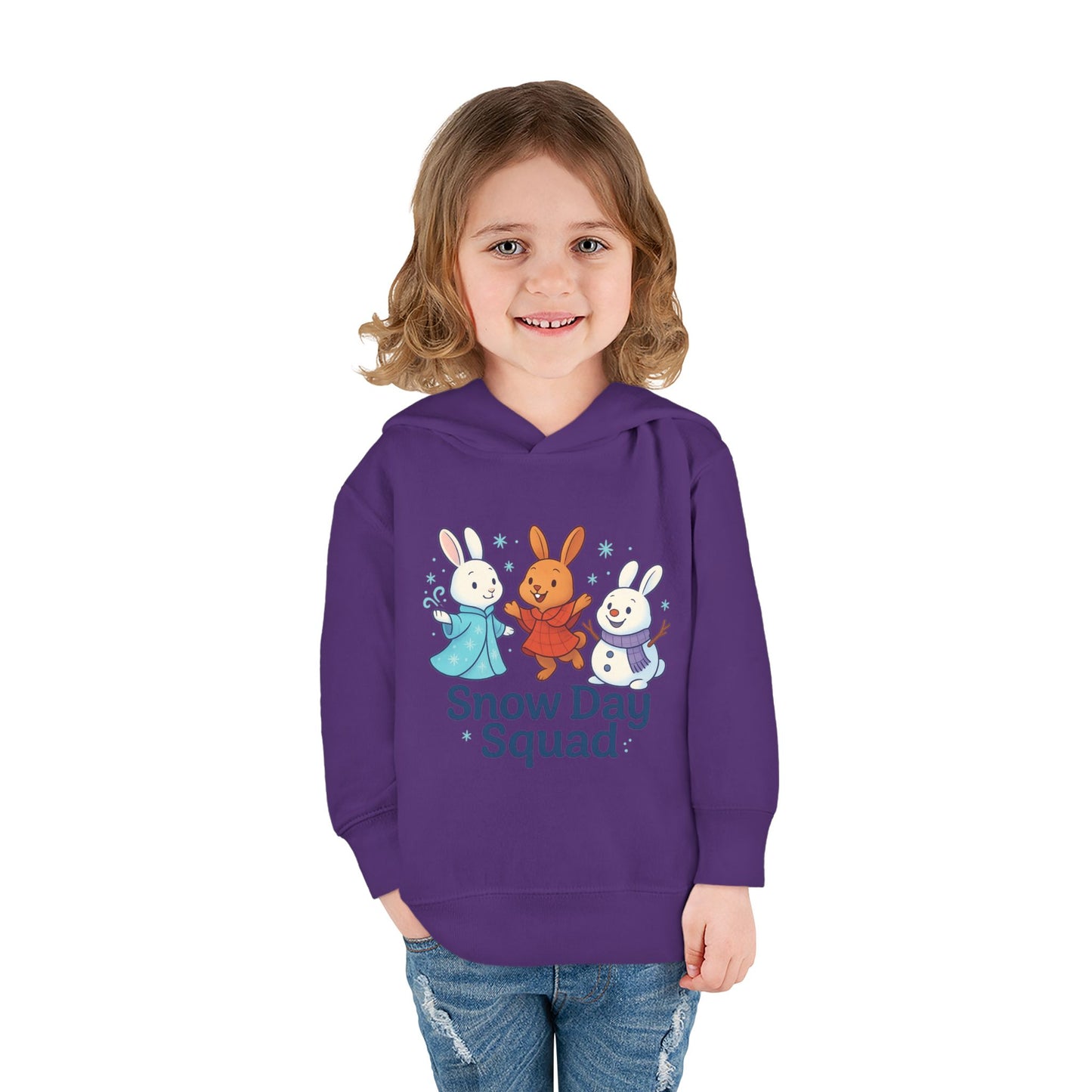 Snow Day Squad Toddler Hoodie – Winter Bunny Sweatshirt for Kids | Cozy Youth Rabbit Apparel | Cold Weather Buns