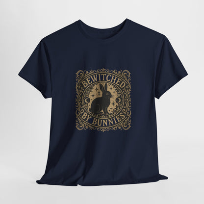 Bewitched by Bunnies Unisex Heavy Cotton T-Shirt – Enchanted Rabbit Halloween & Fall Graphic Tee | Bunny Lovers Gift
