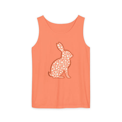 Spotted Rabbit Unisex Tank Top – Abstract Dot Bunny Design Tee for Bunthusiasts - Unisex Garment-Dyed Tank Top