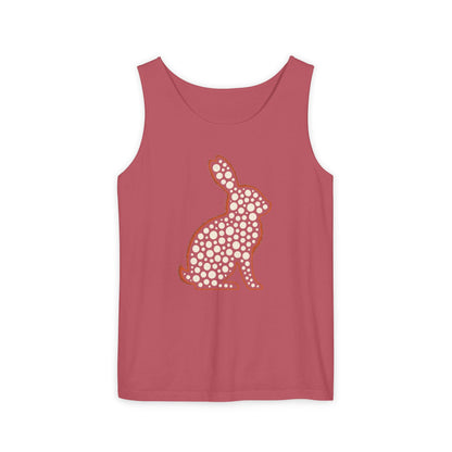 Spotted Rabbit Unisex Tank Top – Abstract Dot Bunny Design Tee for Bunthusiasts - Unisex Garment-Dyed Tank Top
