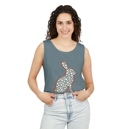Spotted Rabbit Unisex Tank Top – Abstract Dot Bunny Design Tee for Bunthusiasts - Unisex Garment-Dyed Tank Top