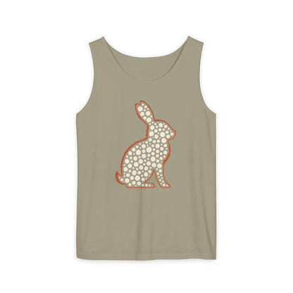 Spotted Rabbit Unisex Tank Top – Abstract Dot Bunny Design Tee for Bunthusiasts - Unisex Garment-Dyed Tank Top