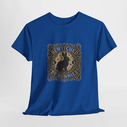 Bewitched by Bunnies Unisex Heavy Cotton T-Shirt – Enchanted Rabbit Halloween & Fall Graphic Tee | Bunny Lovers Gift