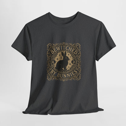 Bewitched by Bunnies Unisex Heavy Cotton T-Shirt – Enchanted Rabbit Halloween & Fall Graphic Tee | Bunny Lovers Gift