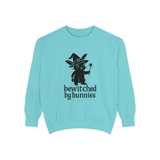 Bewitched by Bunnies Unisex Sweatshirt – Cozy Fall Rabbit Witch Pullover for Fall Festivities - Halloween Gift
