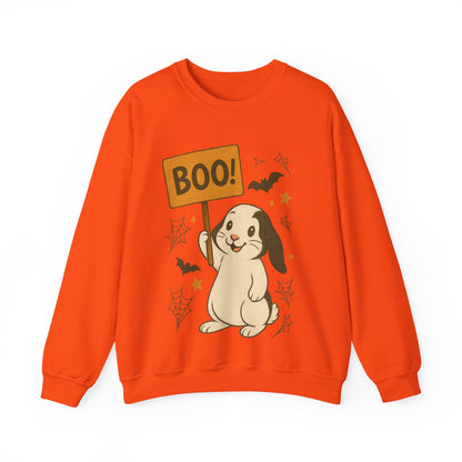 Boo Bunny Halloween Sweatshirt – Cozy Lop-Eared Rabbit & Spooky-Cute Fall Vibes - Unisex Heavy Blend™ Crewneck