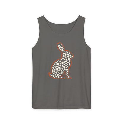 Spotted Rabbit Unisex Tank Top – Abstract Dot Bunny Design Tee for Bunthusiasts - Unisex Garment-Dyed Tank Top