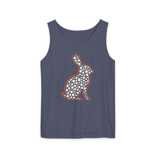 Spotted Rabbit Unisex Tank Top – Abstract Dot Bunny Design Tee for Bunthusiasts - Unisex Garment-Dyed Tank Top