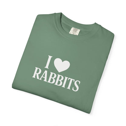 I ♥ Rabbits – Garment-Dyed Unisex Tee for Bunthusiasts - I Love Rabbits T-Shirt for Bunny Lovers