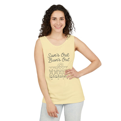 Sun's Out, Bun’s Out Tank Top – Funny Bunny Bums Summer Tee - Unisex Garment-Dyed | Beach Vibes - Vacation Apparel