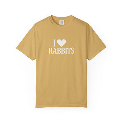 I ♥ Rabbits – Garment-Dyed Unisex Tee for Bunthusiasts - I Love Rabbits T-Shirt for Bunny Lovers