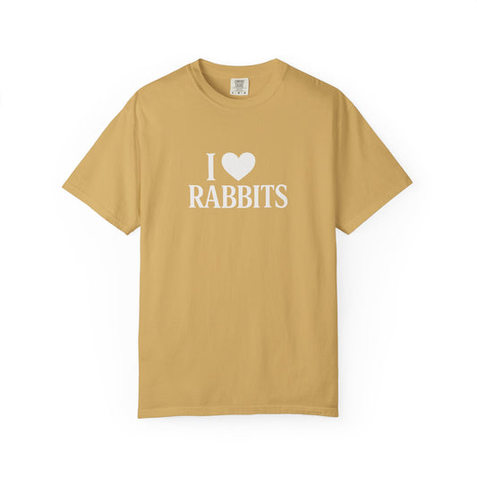 I ♥ Rabbits – Garment-Dyed Unisex Tee for Bunthusiasts - I Love Rabbits T-Shirt for Bunny Lovers