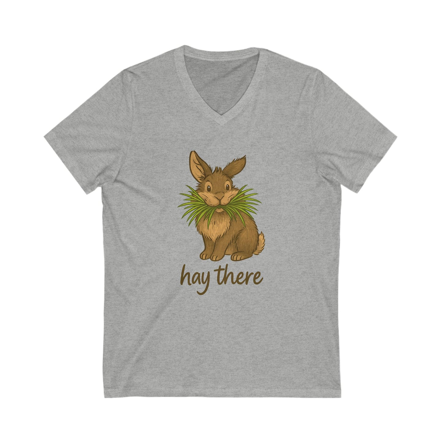 Hay There Bunny V-Neck Shirt – Farm, Rabbitry & Rabbit Lover Classic Tee - Funny Unisex Animal T-Shirt