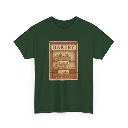 Loaves, Rolls & IYKYK – Bunny Bakery Tee - Unisex Short Sleeve - Vintage Bakery Shirt - Baking & Rabbit Lover Apparel