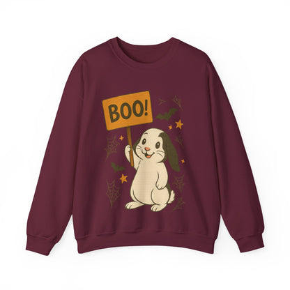Boo Bunny Halloween Sweatshirt – Cozy Lop-Eared Rabbit & Spooky-Cute Fall Vibes - Unisex Heavy Blend™ Crewneck