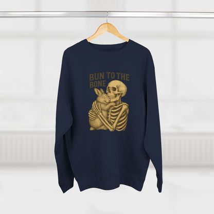 Bun to the Bone Skeleton & Snuggle Bunny Unisex Sweatshirt – Cozy Rabbit Crewneck - Halloween & Fall Collection - Funny Gift