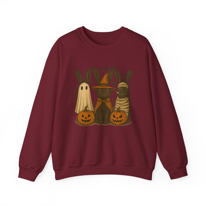 Ghosts, Witches & Mummies—Oh My! Halloween Bunny Sweatshirt - Cozy Fall Rabbit Apparel - Unisex Spooky Season Crewneck