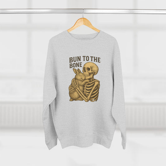 Bun to the Bone Skeleton & Snuggle Bunny Unisex Sweatshirt – Cozy Rabbit Crewneck - Halloween & Fall Collection - Funny Gift
