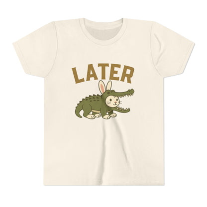 Later Gator Bunny Tee – Cute Youth Short Sleeve - Kids Rabbit T-Shirt - Funny Graphic Children's Shirt