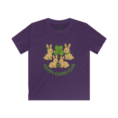 Hoppy Clover Club – Kids Softstyle Tee - Cute Bunny Rabbit T-Shirt - Farm Fun Children's Apparel