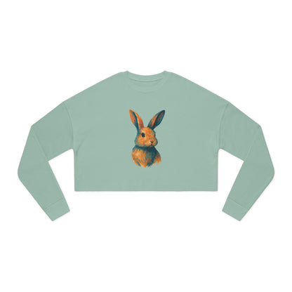 Painted Bunny Art Cropped Sweatshirt – Artsy Rabbit Vibes for Bunthusiasts - Cozy Animal Apparel