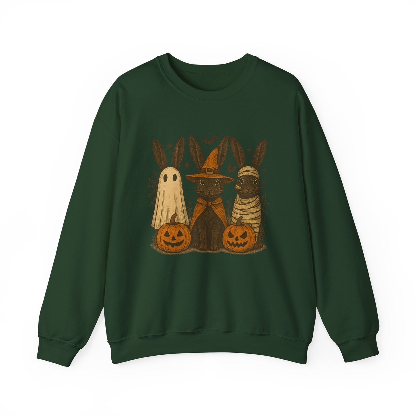 Ghosts, Witches & Mummies—Oh My! Halloween Bunny Sweatshirt - Cozy Fall Rabbit Apparel - Unisex Spooky Season Crewneck