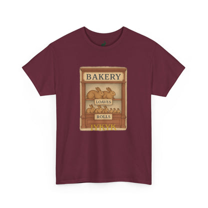 Loaves, Rolls & IYKYK – Bunny Bakery Tee - Unisex Short Sleeve - Vintage Bakery Shirt - Baking & Rabbit Lover Apparel