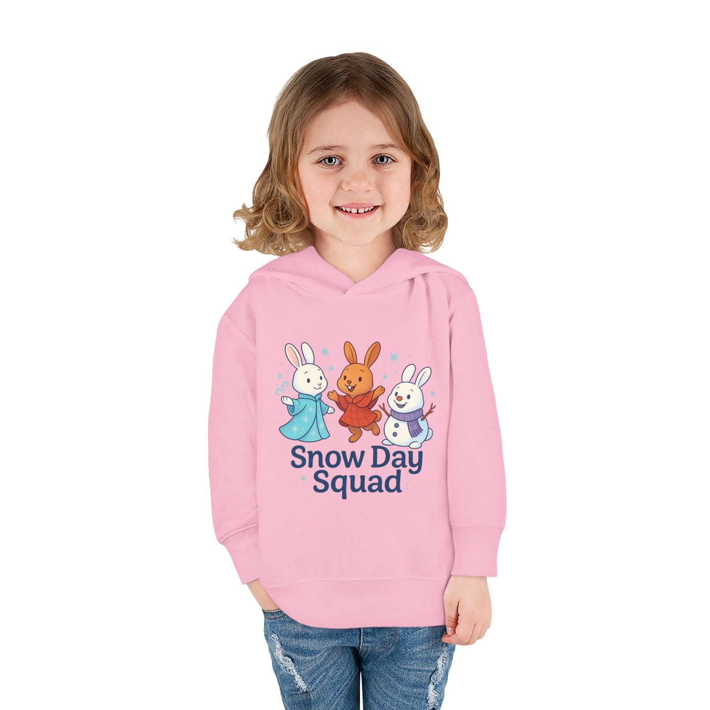 Snow Day Squad Toddler Hoodie – Winter Bunny Sweatshirt for Kids | Cozy Youth Rabbit Apparel | Cold Weather Buns