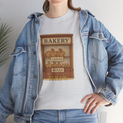 Loaves, Rolls & IYKYK – Bunny Bakery Tee - Unisex Short Sleeve - Vintage Bakery Shirt - Baking & Rabbit Lover Apparel