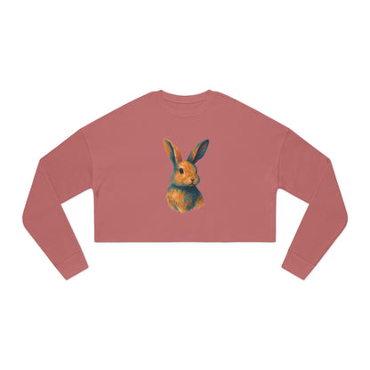 Painted Bunny Art Cropped Sweatshirt – Artsy Rabbit Vibes for Bunthusiasts - Cozy Animal Apparel